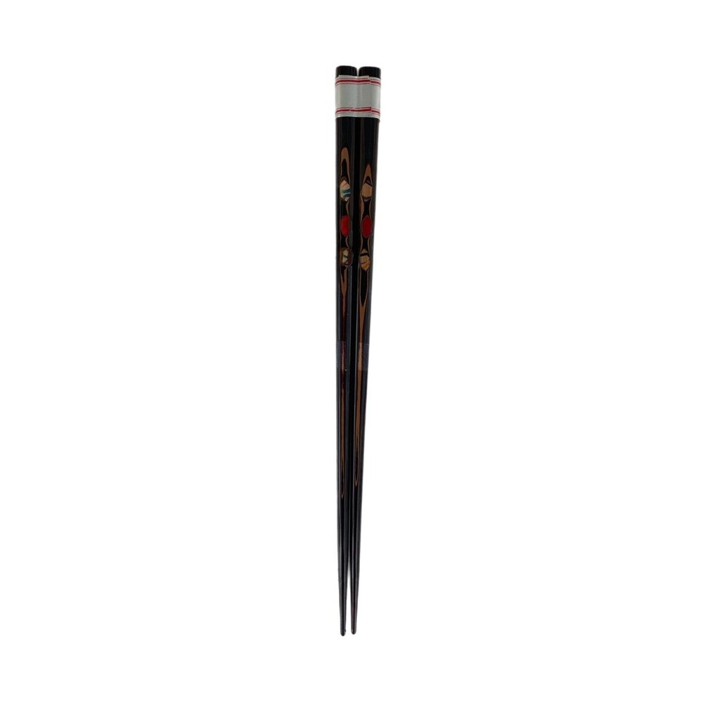 Vintage 50's Japanese Ornamental Chopsticks (Hair Pin) Set Of 2 Laquer Inlay 9"